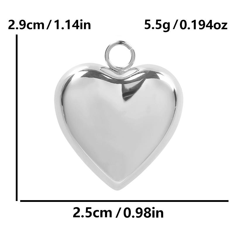 

3D Smooth Heart Pendant For Jewelry Making Supplies Gold/Silver Color 2pcs Stainless Steel Love Charm Girl Women DIY Accessories