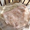 Ladies Summer Embroidery Print Mesh Satin Cross Bow Hollow Sexy Silky Briefs