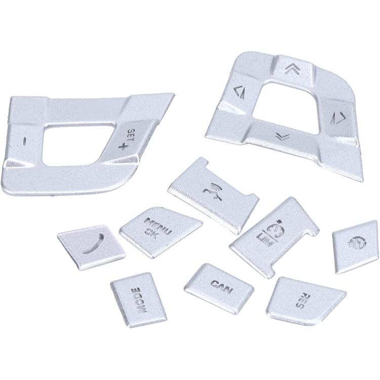 10PCS/Set Steering Wheel Button Trim,Aluminium Alloy Steering Wheel Control Switch Button Sticker Silver Replacement for Land Discovery Sport