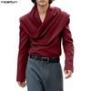 INCERUN Spring Men Swing Collar Low Cut Long Sleeve Casual Loose Solid Shirts Tops