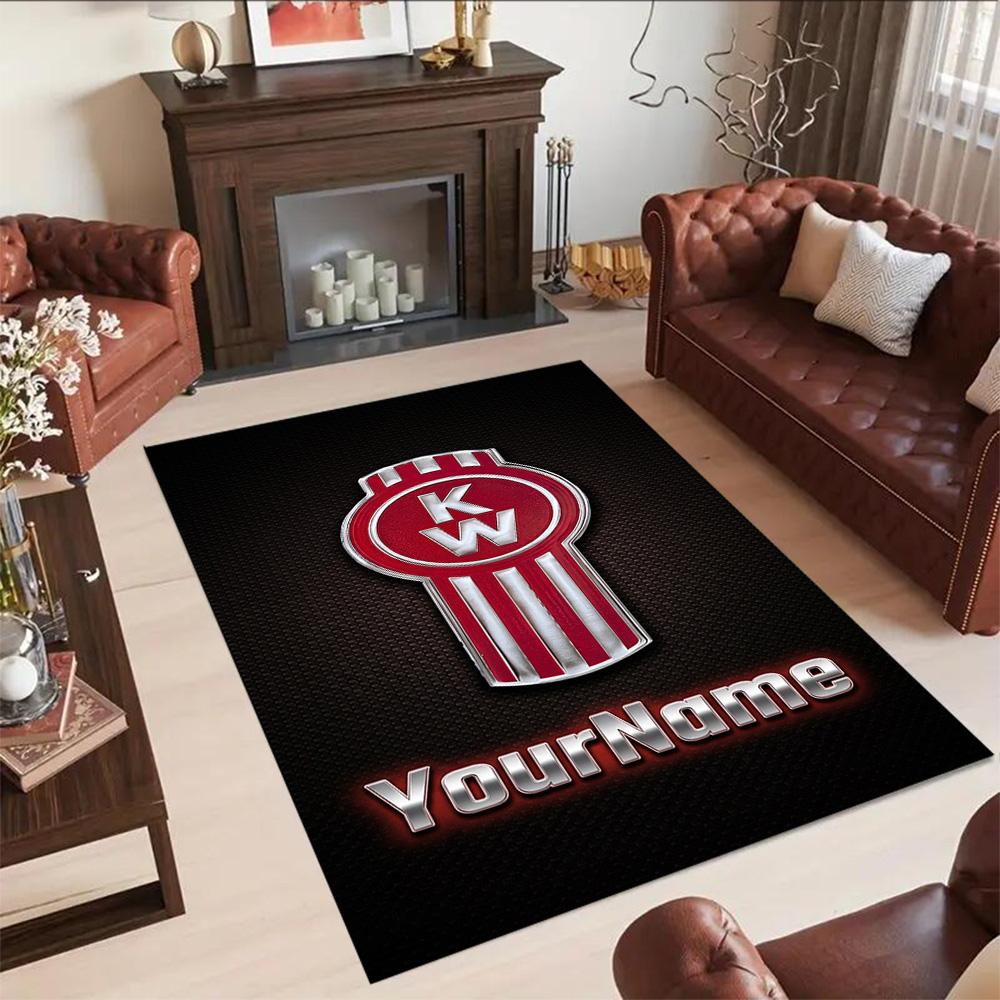 Kw Heavy Trucks Customizable Name Area Rug Suitable for Foyer Outdoor Decorate room Study room Anti-slip Rug Office home decor