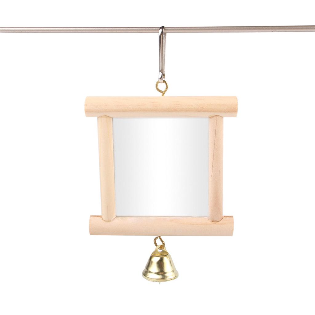 Bird Reflective Mirror Toy Small Parrot Mirror Parrot Cage Toy with Small Bells Pet Cage Interactive Mirror Supplies