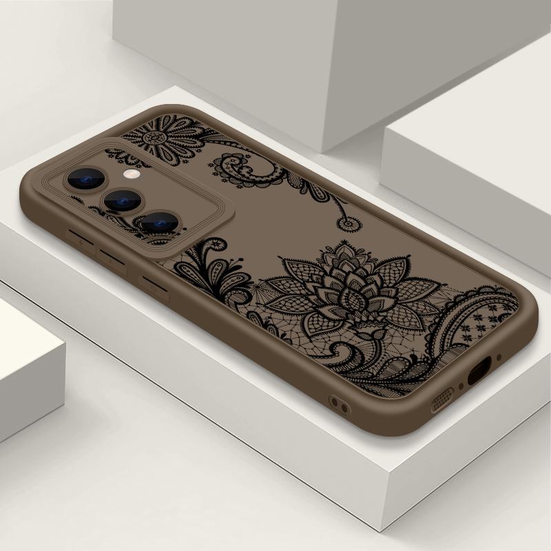 Retro Flower Totem Pattern Case For Samsung Galaxy S26 S25 S24 S23 Ultra S22 S26 Plus S25 Edge S24 S21 FE Soft TPU Phone Cover