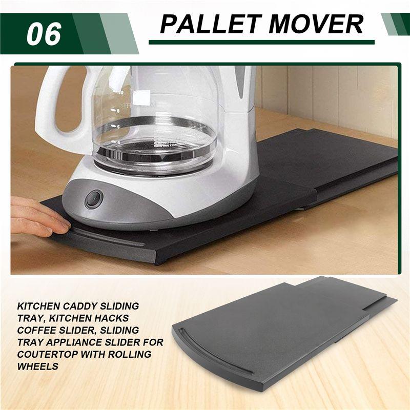 J1UL1N Kitchen Caddy Sliding Tray, Kitchen Hacks Coffee Slider, Sliding Tray Appliance Slider For Coutertop With Rolling Wheels