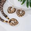 Brown Leopard Print Silk Scarf Heart-Shaped Pendant Necklace Set Women Girls Gifts Fashion Jewelry Hot Sale Party Gift 2025 New