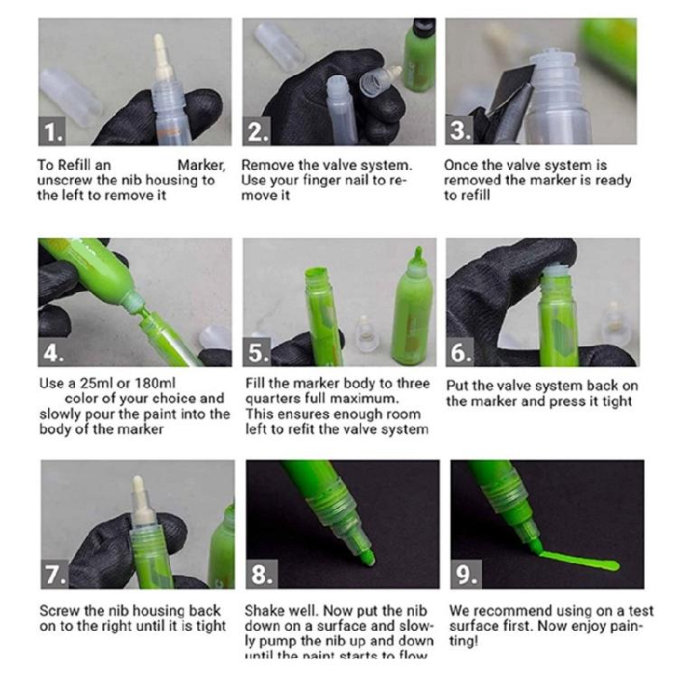 6.5mm Nylons Tip Refillable Paint Markers Pack Of 5 For Artists Hobbyists And Professional Use