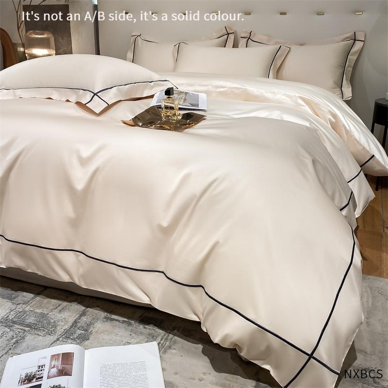 200Long-Staple Cotton Four-Piece Set 100% Cotton Quit Cover Bed Sheet Quilt Cover Pillowcase Bedding