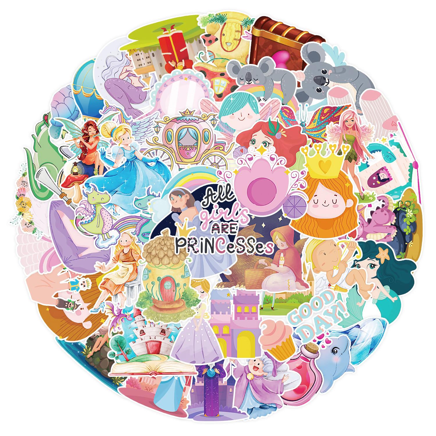 

50 Fairy Tale Princess Graffiti Stickers Suitcase Car Laptop Skateboard Water Cup Waterproof Decorative Stickers