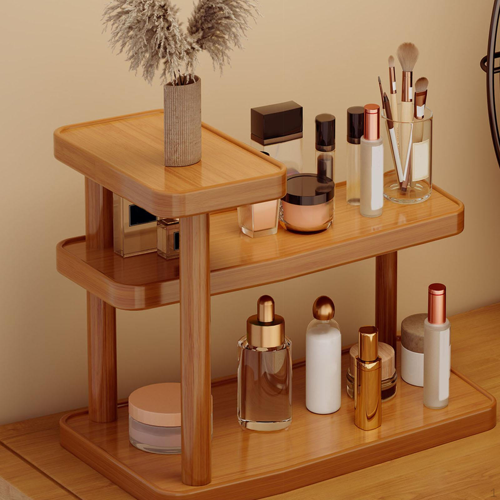 Настольный органайзер для уходовой косметики Декоративная деревянная полка для хранения Настольный для туалетного столика 30cm