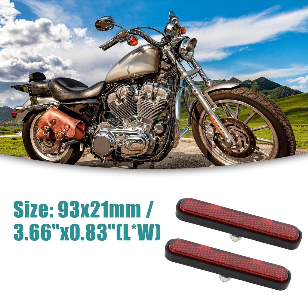 ACROPIX Screw Mount Motorcycle ATV Oval Warning Reflector Red 2pcs