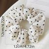 2pcs Black & Cream Polka Dot Scrunchies Hair Ties - Retro Minimalist Elastic Hair Accessories