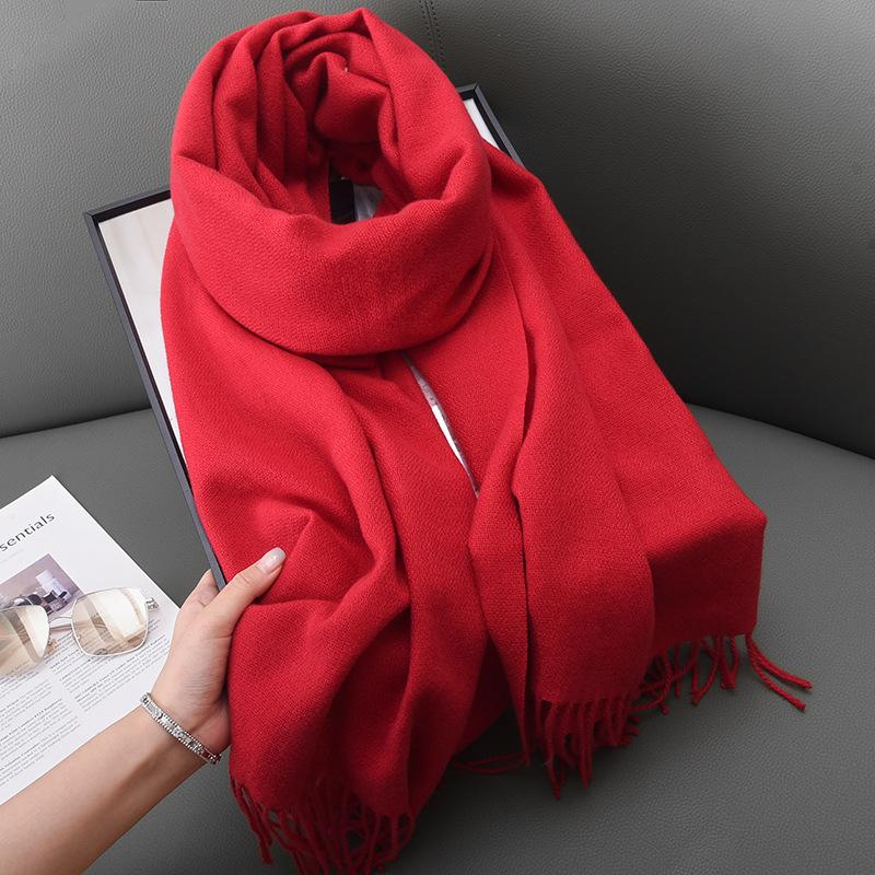Winter women's red imitation cashmere scarf high sense 2025 will scarf soft temperament versatile warm shawl men