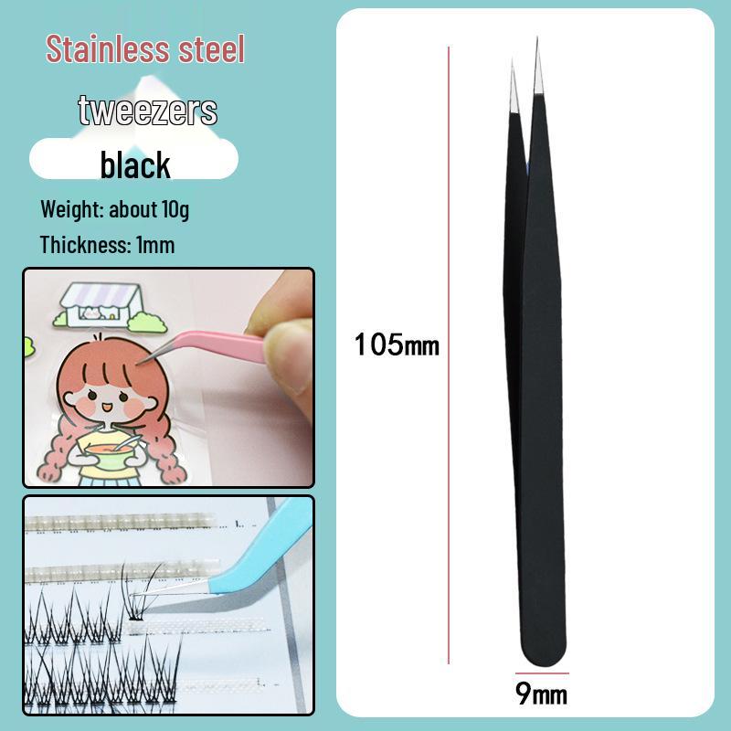 Colorful Stainless Steel Curved Tweezers for False Eyelashes and Planner Clips