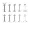 ZS 10 Pcs/lot Gold Color 16/18G Stainless Steel Labret Lip Piercing Men CZ Crystal Ear Cartilage Tragus Helix Piercings 6/8/10MM