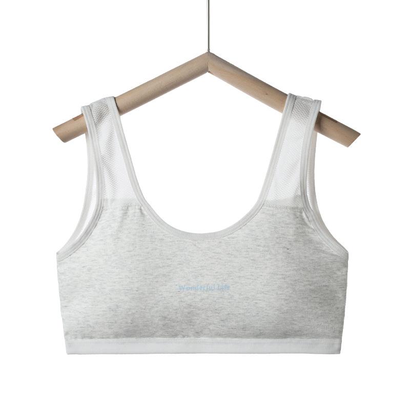Summer Breathable Fixed Cup Sports Training Vest for High School Growing Girls, Double Layer Anti-Bump Developmental Puberty Undergarment