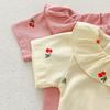 Summer Baby Girl Hooded Onesie with Collar, Short Sleeve Cute Bodysuit
