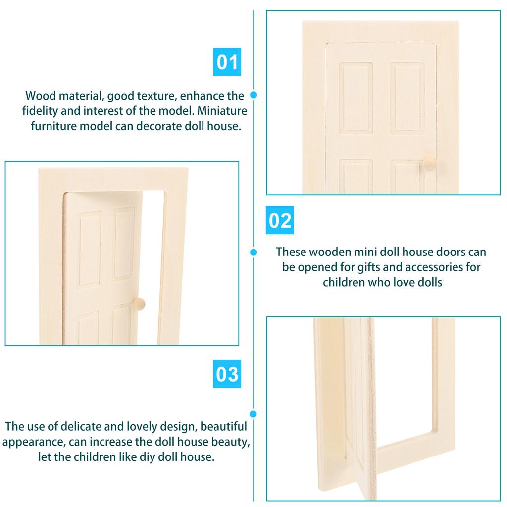 Miniature Wooden Door 1 12 Scale Unpainted DIY Furniture Craft for Small House Scene Decoration Mini House Furniture