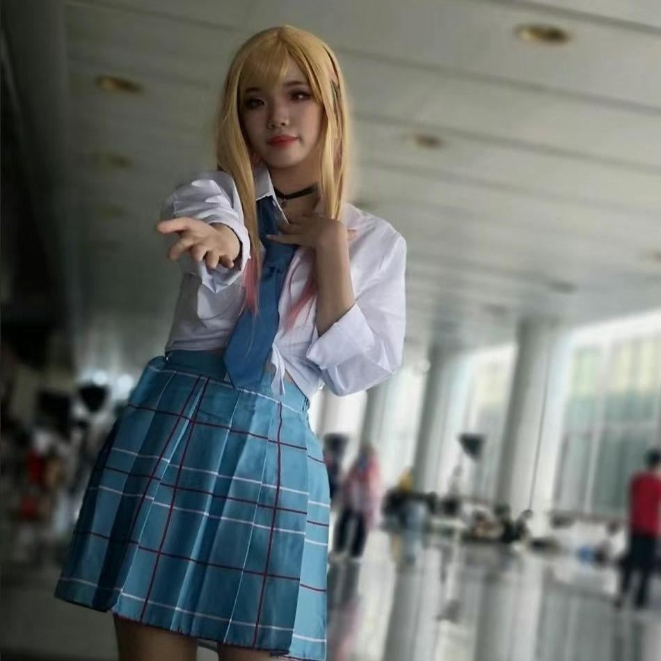 Kitagawa Marin Cosplay Anime My Dress Up Darling Kitagawa Marin Cosplay Costume Dress School Uniform Wig Suit Plus Size Women