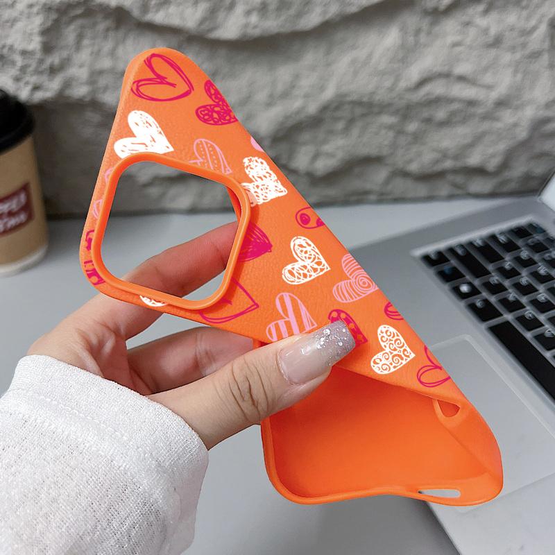 Pinker Liebesherzen-Druck Ledertextur TPU Matte Hülle Für iPhone 16 Pro Max 15 Pro 14 13 12 11 Weich Schlank Stoßfest Handyhülle