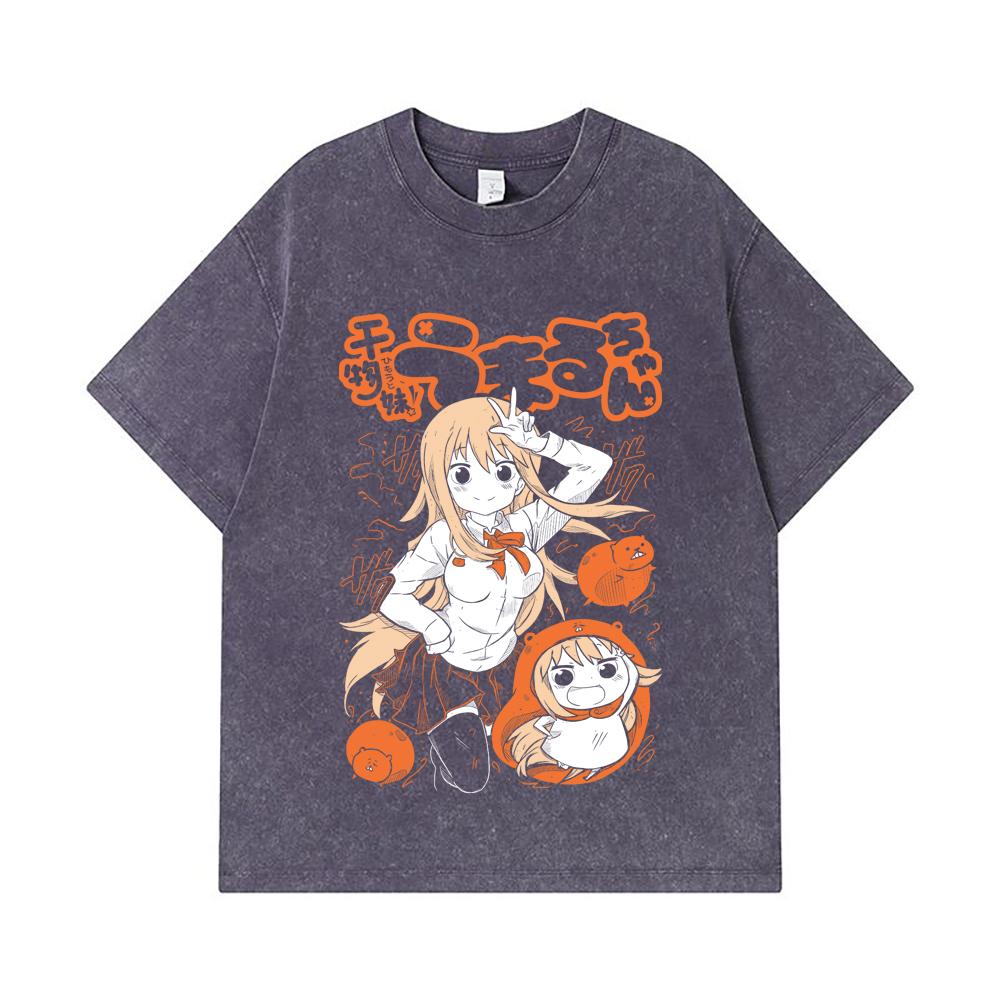 275 GSM Washed T-shirts 100% Cotton Himouto Umaru chan V1 Print Unisex Heavy Cotton T Shirt