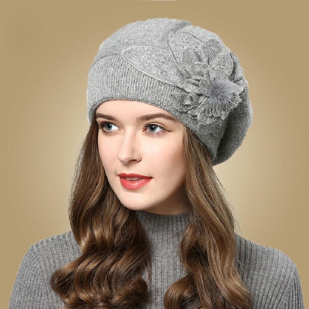 Autumn and Winter Korean Edition Fashion Versatile Rabbit Hair Knitted Wool Hat for Women Thickened and Plushed Warm Ear Protect