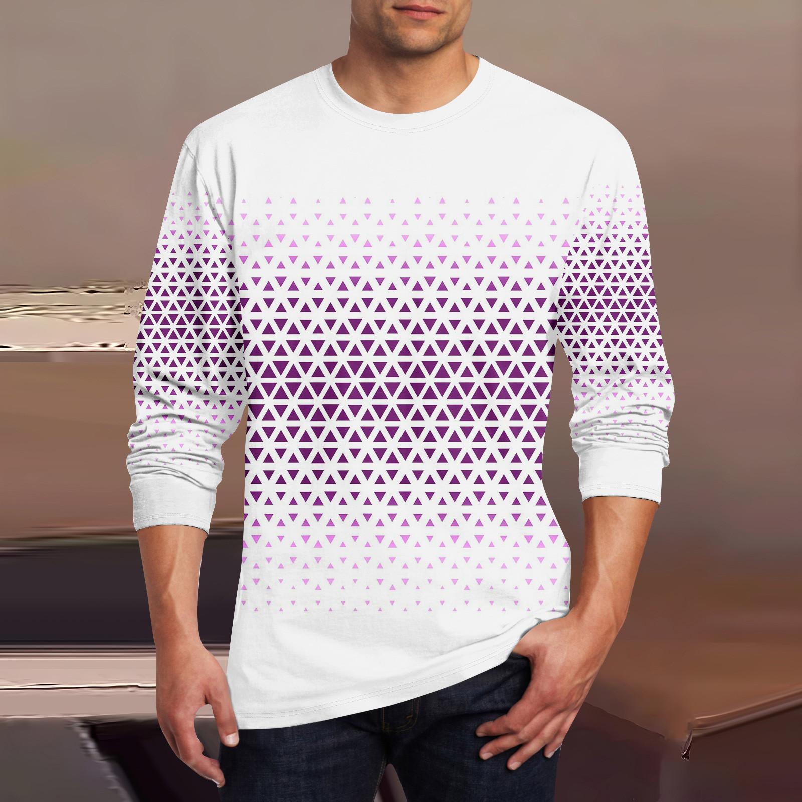 

Муж. Футболка Круглый вырез Одежда Одежда На открытом воздухе Длинный рукав С принтом Модельер Винтаж XXXXL фиолетовый