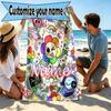 Custom Name Personalized Dandy's World Print Beach Towel, for Trip Camping Beach Party Home Decor, Birthday Gift for Family & Friends