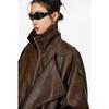 American Retro Brown Leather Jacket for Women's Spring, Autumn and Winter New Motorcycle Leather Jacket Top