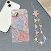 Pink Purple Flower Is Suitable for Iphone17pro Mobile Phone Case Apple 16 Bracelet 14 Space Case 13promax New 15X.