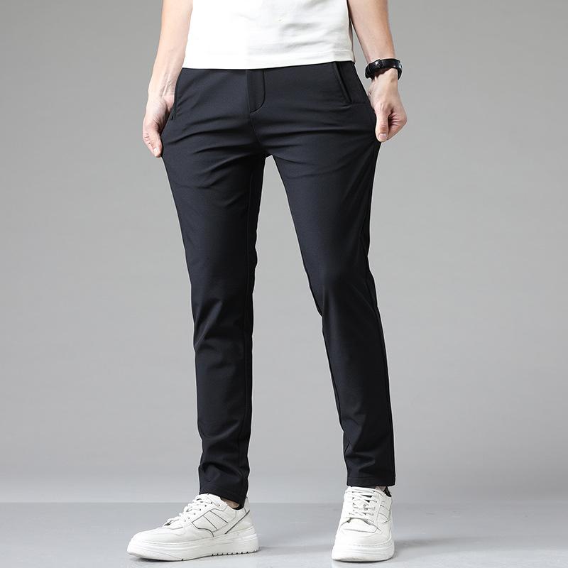 Casual Pants for Men, Showing a Youthful and Thin Elastic Spring Solid Color Pants. Casual Men's Pants