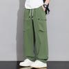 Large Size Men's Cool and Smooth Ice Silk Overalls Summer New Loose Straight Quick-drying Trendy Brand Casual Long Pants