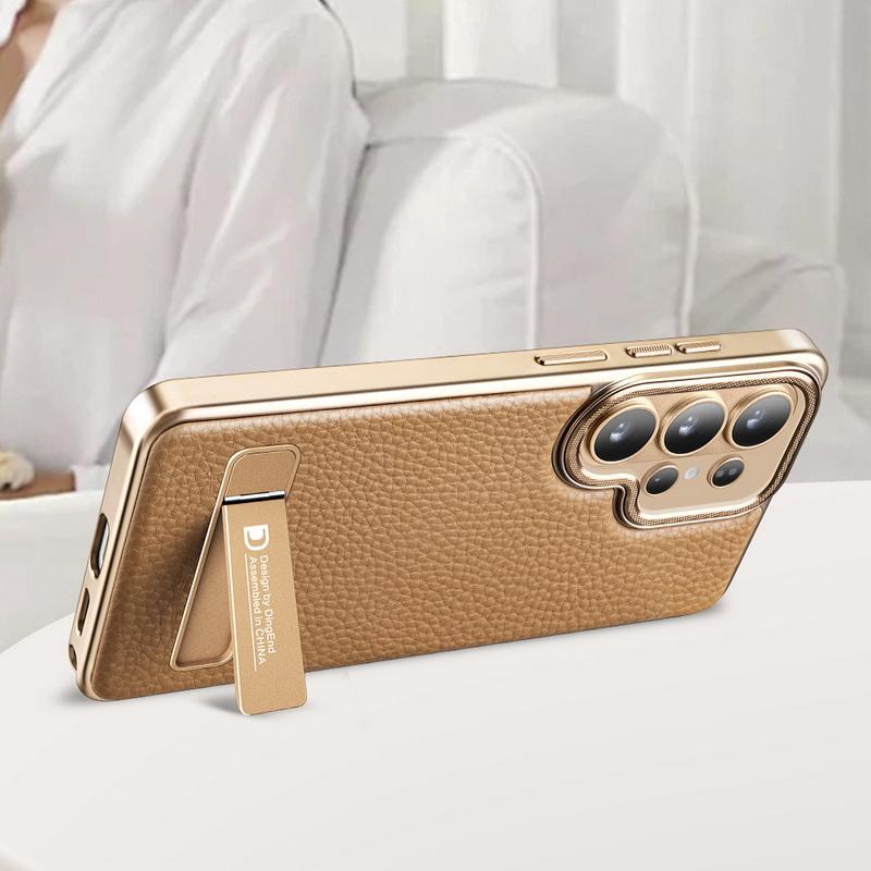 Plating Magnetic Leather Case For Samsung Galaxy S26 Ultra S25 S24 S23 Ultra Luxury Shockproof Bumper Folding Bracket Phone Cover