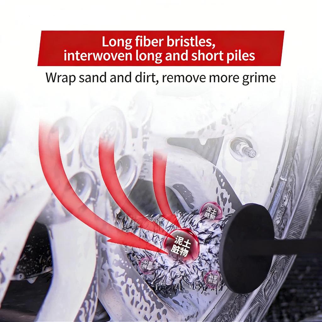 Car Wash Brush Plush Premium Wheels Brush Non-Slip Handle Easy To Cleaning Rims Spokes Wheel Barrel Cleaning Brush
