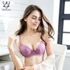 Sexy Push Up Bra Deep V Brassiere Thick Cotton Women Underwear Lace Purple Embroidery Flowers Lingerie