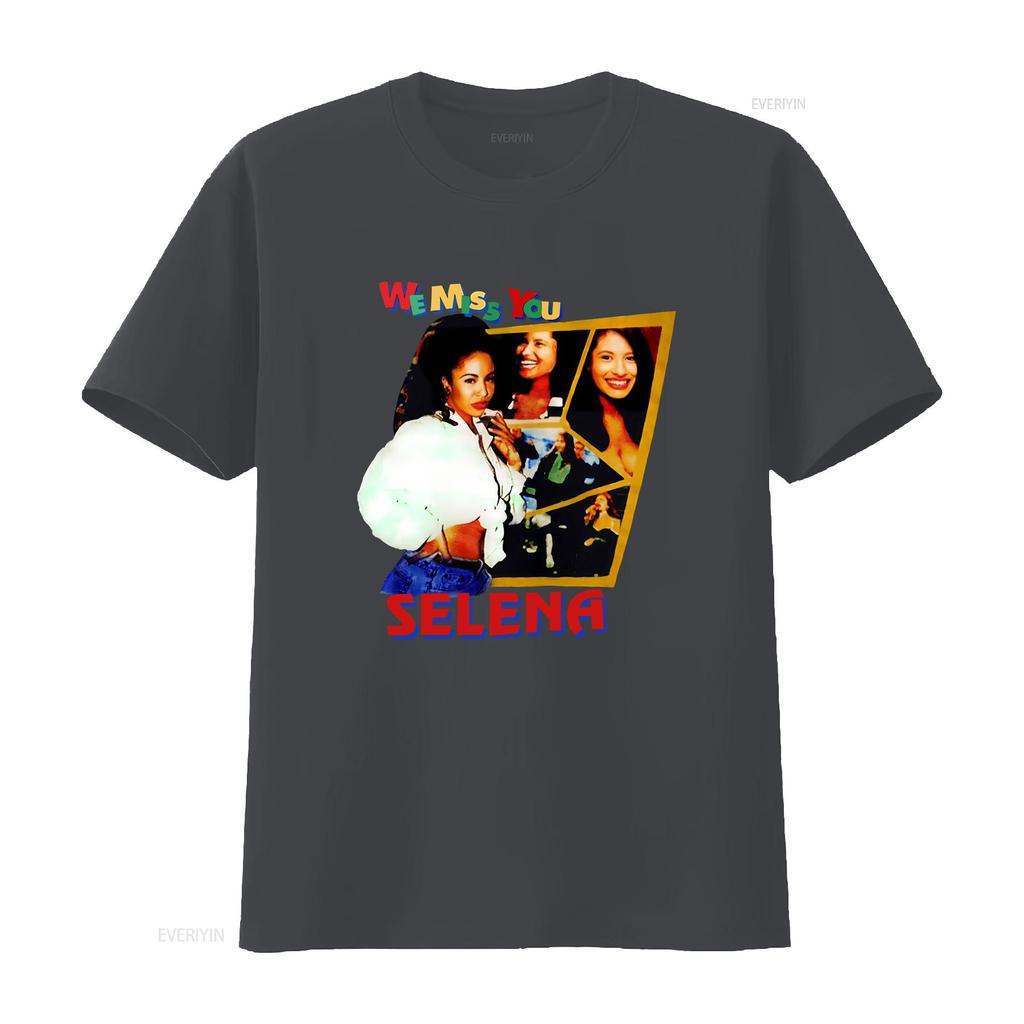 Selena We Miss You 80s T Shirt Vintage Washed Stylish Slightly Stretched Graphic Homme Unisex Soft Fashion Casual Versatile