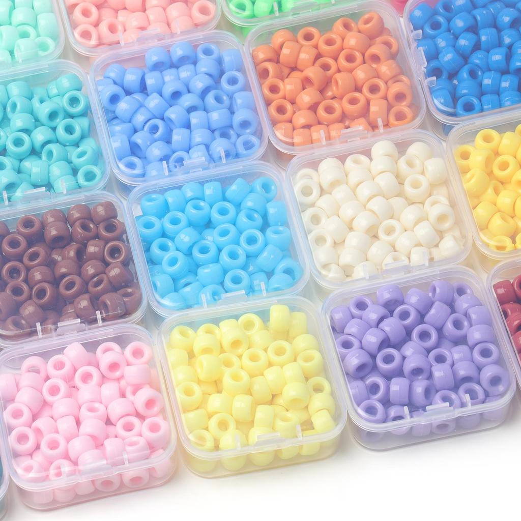 80 peças/caixa 6x9mm Contas de pônei coloridas a granel Contas espaçadoras soltas para fazer acessórios de joias Artesanato faça você mesmo