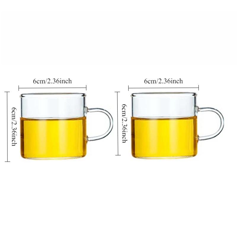 New Chinese-style Small Tea Cups Classic Small Tea Cup with Handle Kung Fu Tea Mug Drinking Glasses Cup Suitable for Gift Giving 2pcs