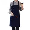 Restaurant café apron for cooking; kitchen canvas apron for ladies with 3 adjustable shoulder straps and large pockets; chef's b