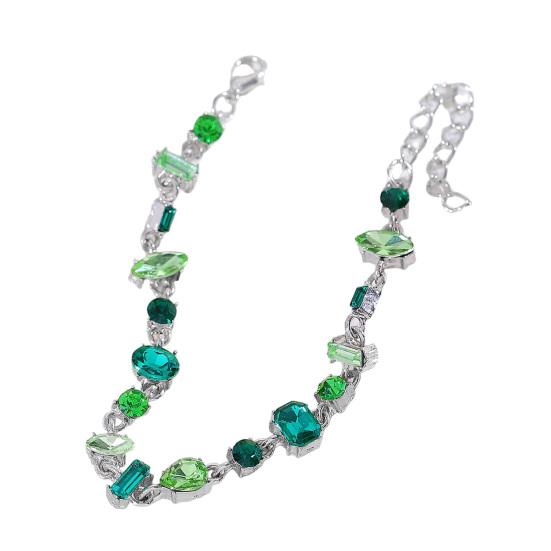 Women Bracelet Irregular Cubic Zirconia Inlaid Adjustable Length Stacking Bracelet Rainbow Color Bracelet Jewelry Gift