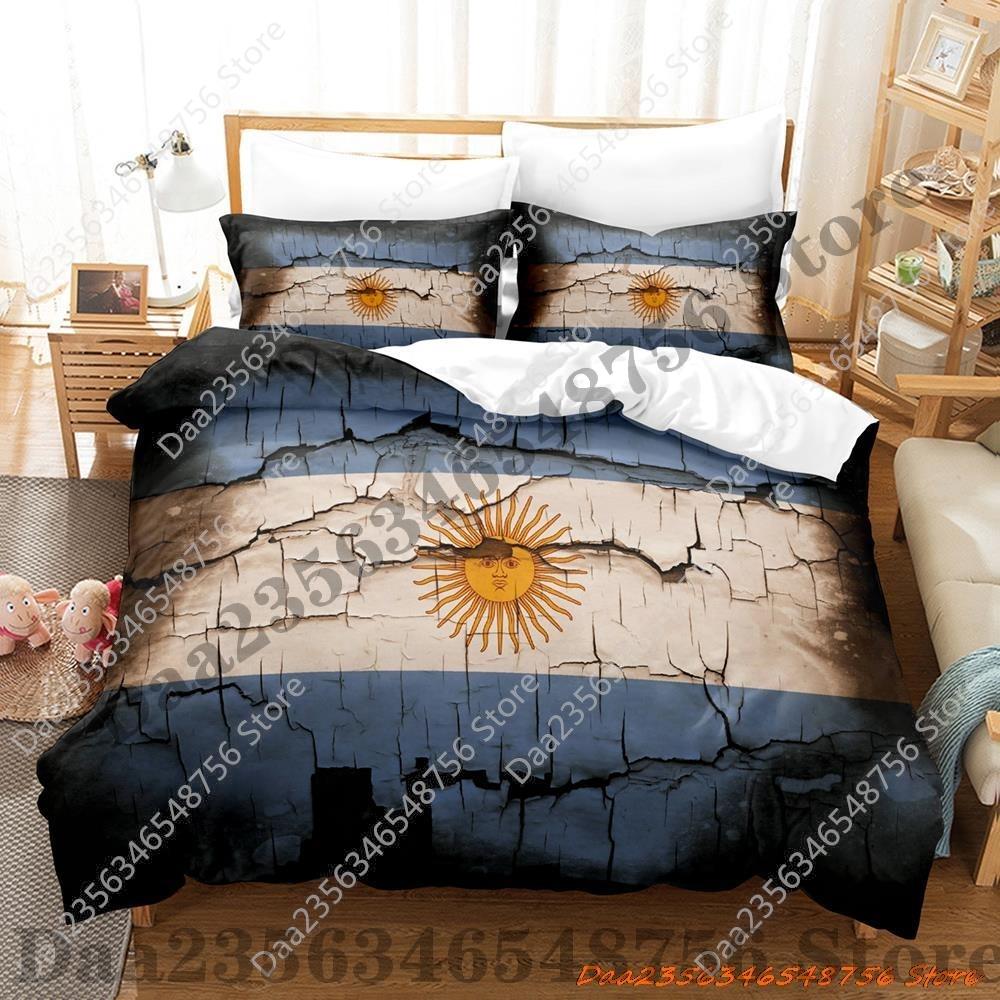 Kpop Cool Argentina Flag Bedding Set Single Twin Full Queen King Size Bed Set Adult Kid Bedroom Duvetcover Sets 3D Print Bed She