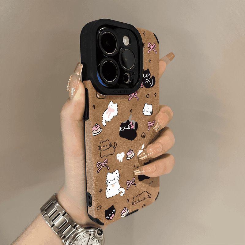 Full screen bow cat is suitable for Apple 17Pro new 15 flip fur iPhon16promax anti-drop fine hole