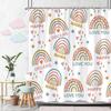 Beautiful Love Rainbow Shower Curtain Gift Idea Bohemian Printed Pattern Polyester Fabric Bath Curtain Bathroom Decor with Hooks