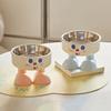 1pc pet stainless steel bowl anti slip large capacity big eyed dog bowl cat high footed bowl neck protection anti knock