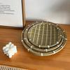 Wicker Bamboo Woven Basket Round Handmade Storage Container Natural Handwoven Storage Tray  Home