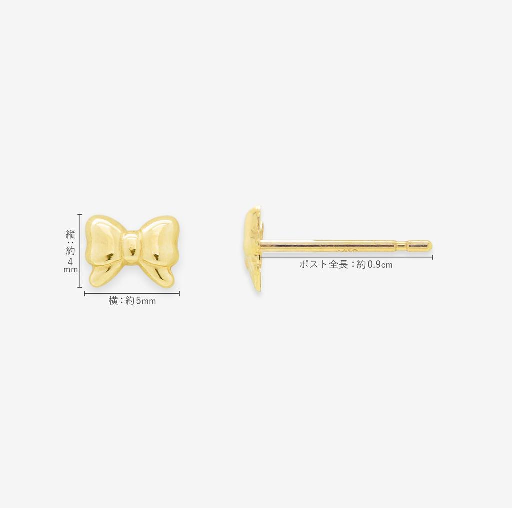 ESTELLE [Official] Women's K10 Yellow Gold Ribbon Motif Earrings 0202-3254-0019-0000