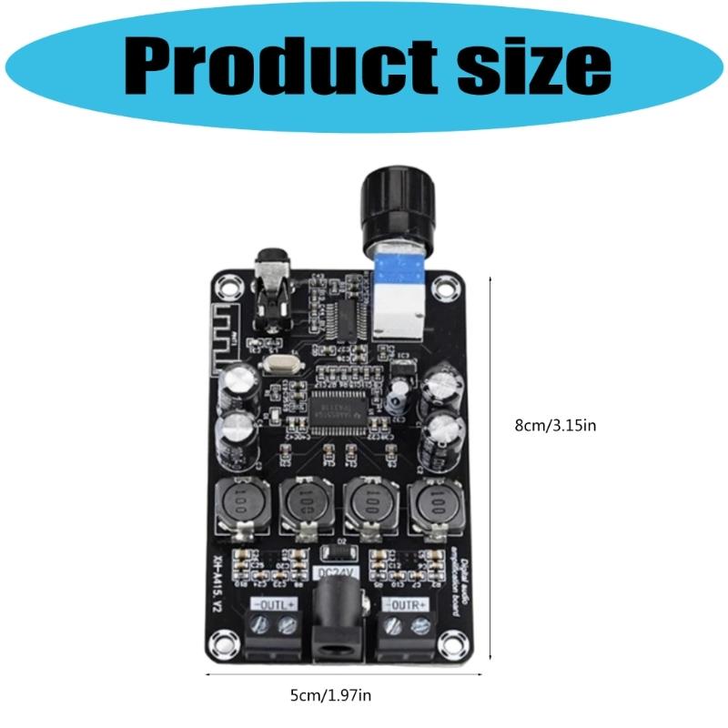 Stereo Power Amplifier Module Supporting Wide Voltage Ranges 12V To 24V with Volumes Control Knob Safety Features for Home