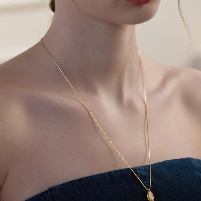 TATIANA (925 Silver) Lit Pebble Long Necklace NZ2463