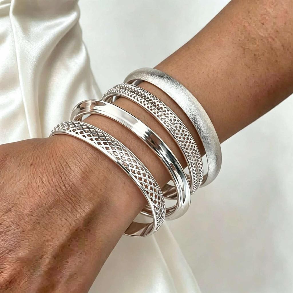Women's Ethnic Style Gold Alloy Bangle Set - Ten Piece Retro Bracelet Collection