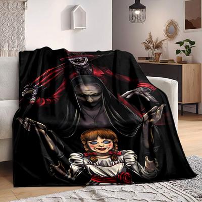 1 szt. Annabelle, Koc Horrorowy Lekki Koc Flanelowy Koc Rzutowy Na Sofę, Łóżko, Podróż, Kemping, Salon, Biuro, Kanapę