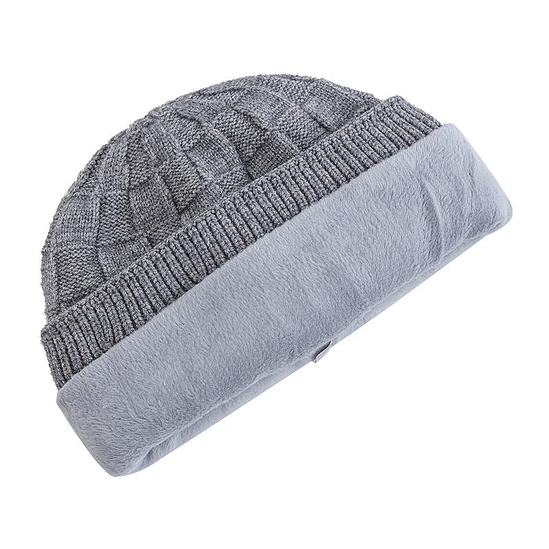 Nová unisex zimní čepice s plyšovou podšívkou z umělé kožešiny, teplá, malý čtvercový styl, měkká pletená čepice pro muže a ženy, zateplená, pletená čepice pro lyžování a sport